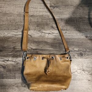 Roots Tan Leather Shoulder Bag